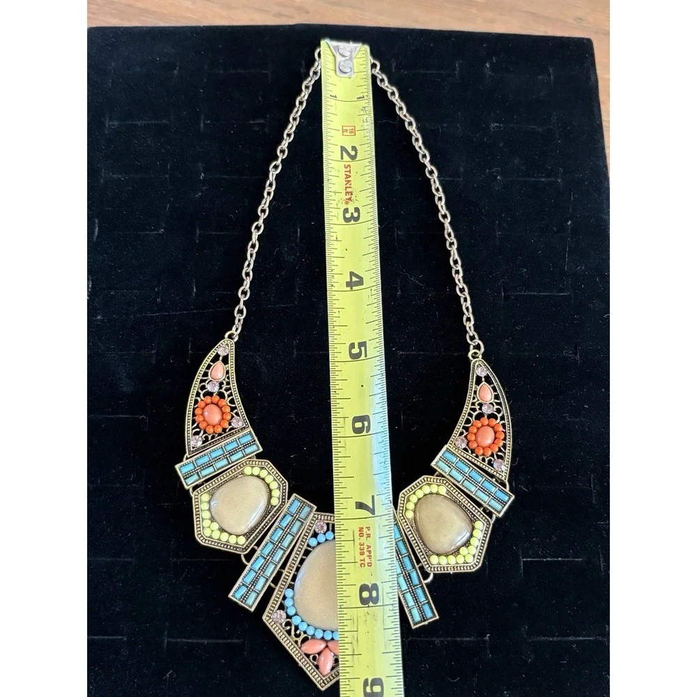 BETSEY JOHNSON Necklace Fantasy Island Time Multicolor Lucite & Bead Blue Orange